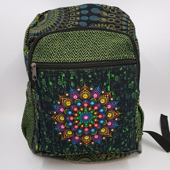 Peacock Mandala Laptop Backpack Travel Bag Lightweight Himalayan Cotton Colorful main image 11